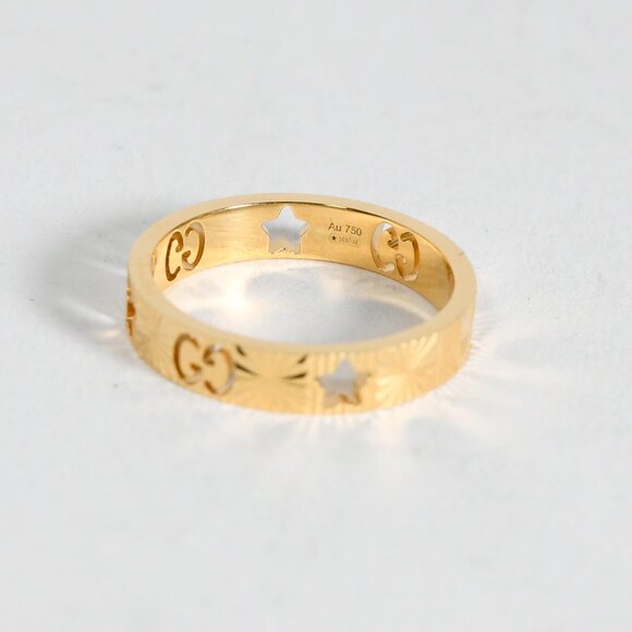 Gucci Icon Star ring 18k yellow gold 4mm Band Size 17 - Picture 8 of 9